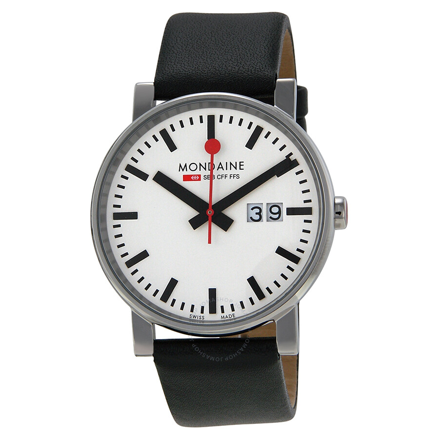 Open Box - Evo Railways White Dial Black Lether Men's Watch A6273030311SBB