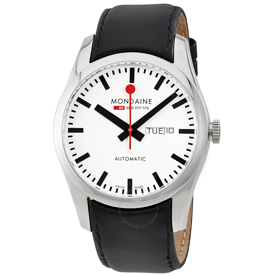 Open Box - Railways Retro Automatic White Dial Black Leather Swiss Men's Watch A1323034511SBB