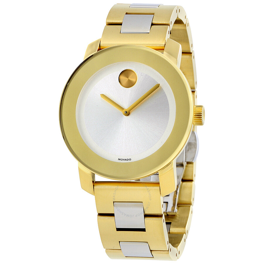 Open Box - Bold Silver Dial Yellow Gold PVD Ladies Watch