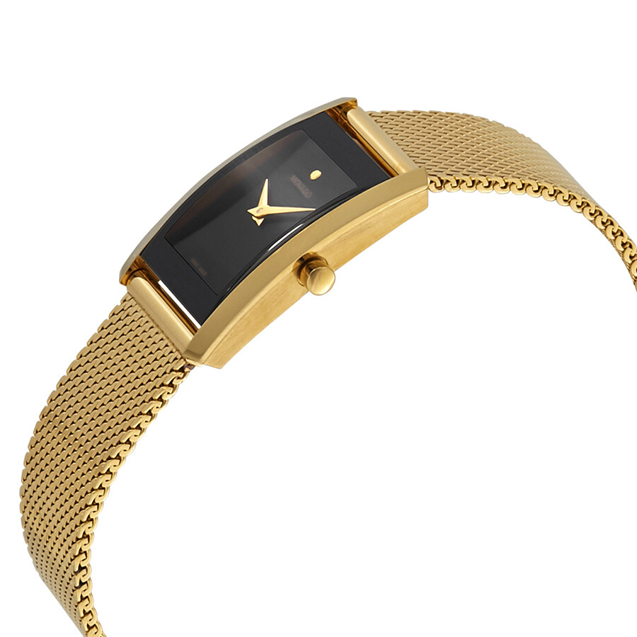 Movado Open Box Movado La Nouvelle Black Dial Yellow Gold PVD Ladies