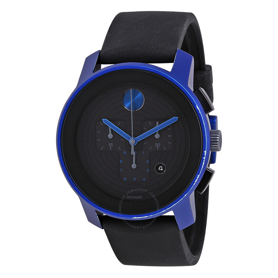 Open Box - Large Bold Chronograph Black Silicone Strap Watch