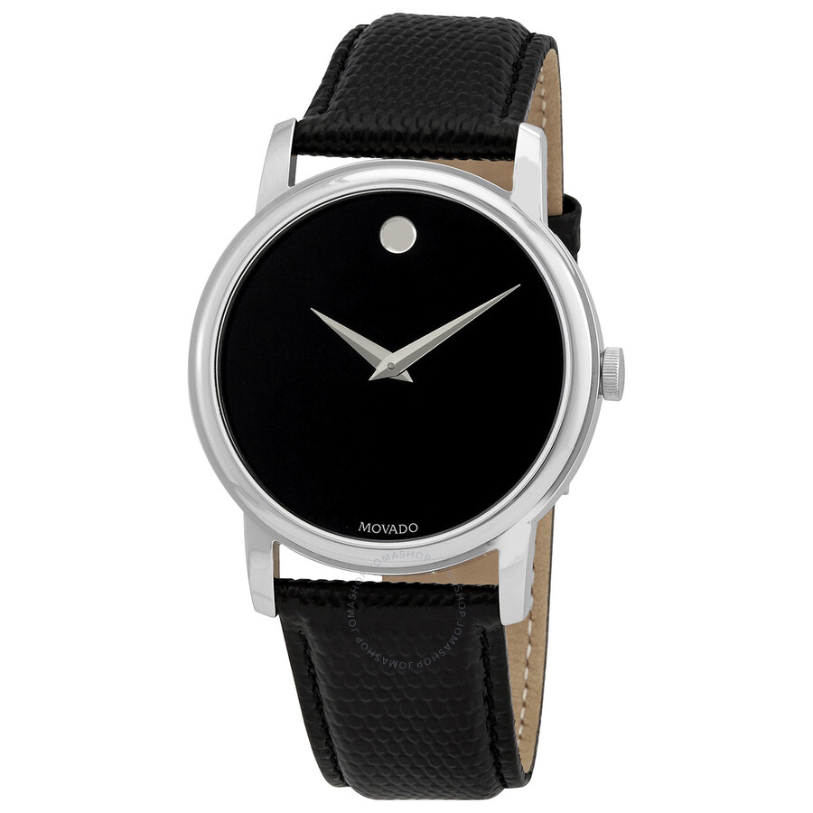 Open Box - Museum Black Dial Black Leather Strap Men's Watch