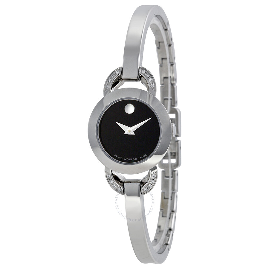 Open Box - Rondiro Black Dial Stainless Steel Bangle Ladies Watch