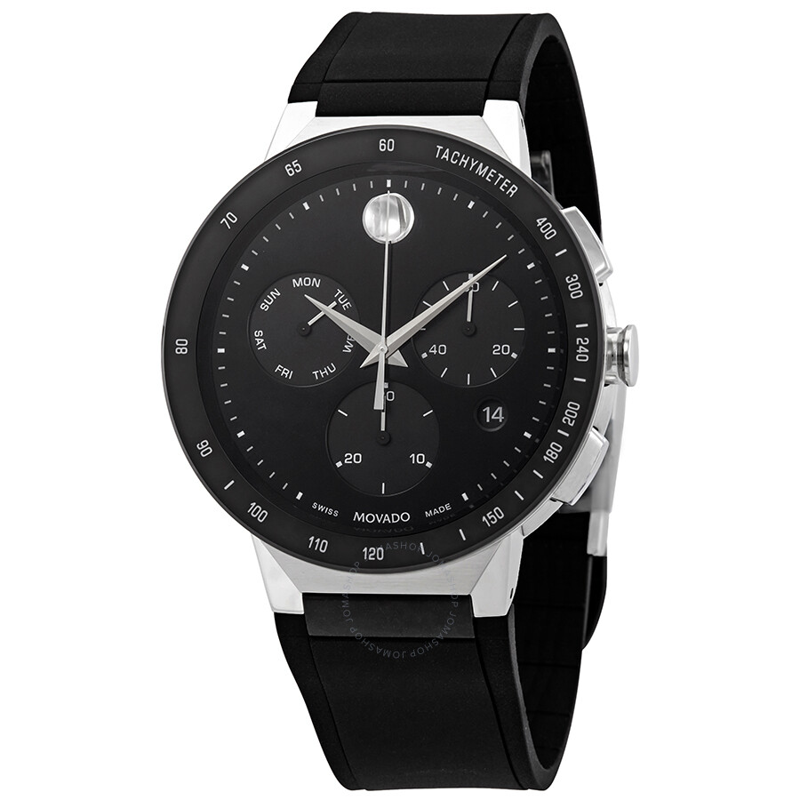 Open Box - Sapphire Black Dial Men's Chronograph Rubber Watch
