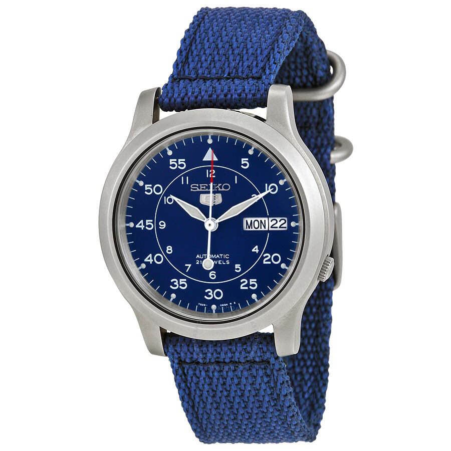 Seiko Open Box - Seiko 5 Blue Dial Blue Canvas Men's Watch SNK807 ...