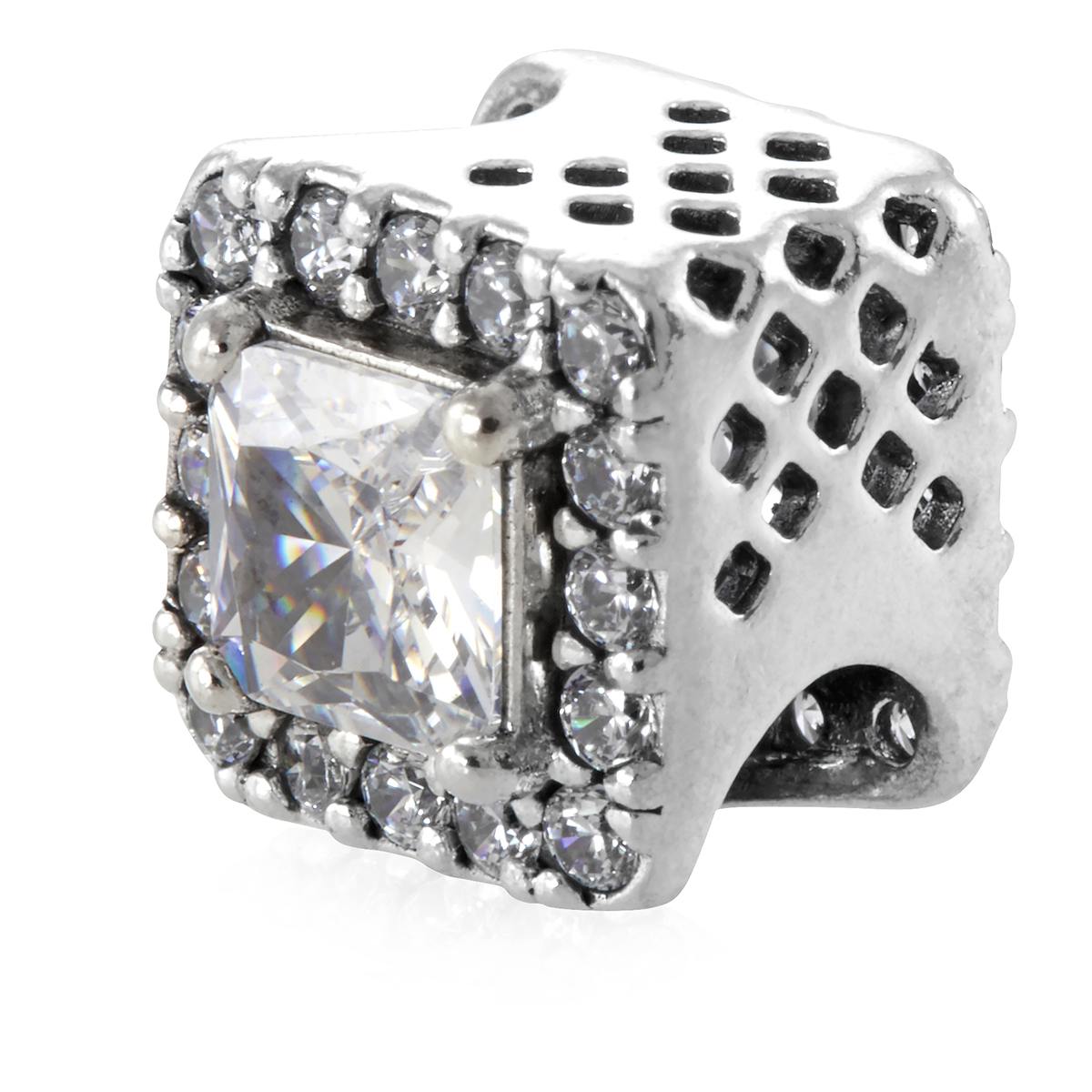 Pandora Square Sparkle Halo Charm In 