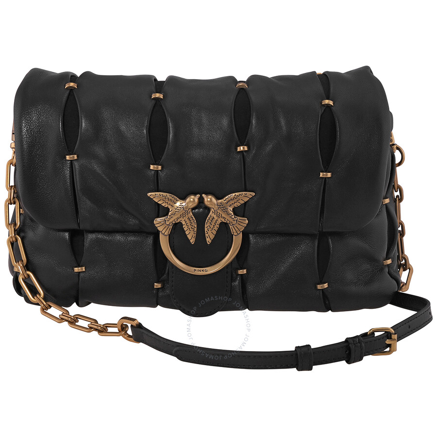 Pinko Black Ladies Quilted Studded Crossbody Bag 1P22E6Y7HX Z99