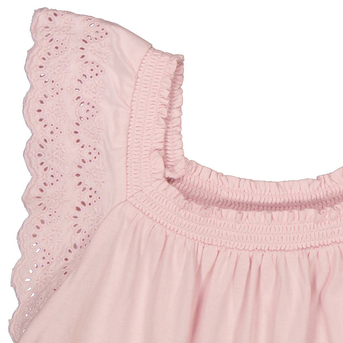 Hot Pink Eyelet Embroidered Layered Ruffle Smocked Strapless Mini Dress main image 0