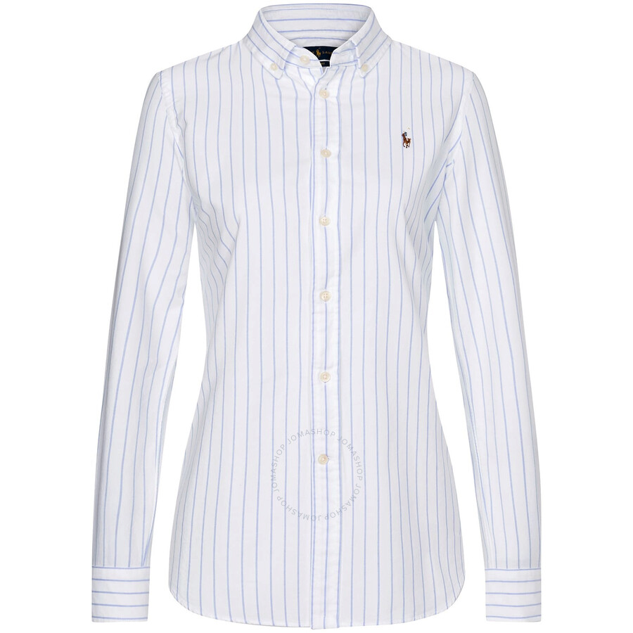 Striped polo long sleeve women's clearance