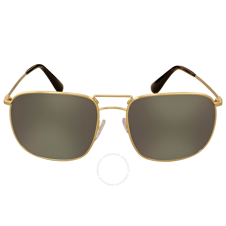 Prada Pilot GoldTone Dark Grey Mirror Men's Sunglasses 0PR