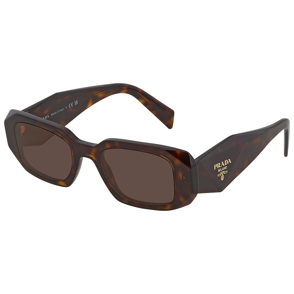 prada pr 17ws women's tortoiseshell square sunglasses brown