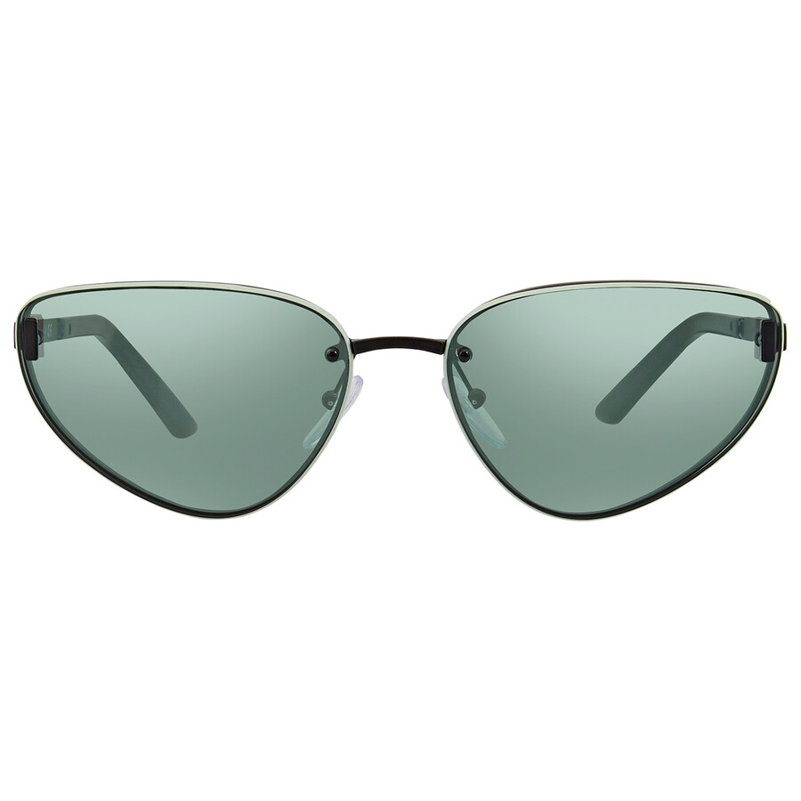 Prada Green / Silver Mirror Cat Eye Ladies Sunglasses PR 57WS 1BO02L 63
