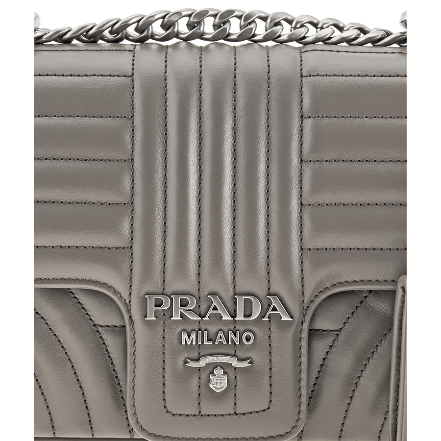 Prada Ladies Diagramme Leather Shoulder Bag Grey 1BD108COX2D91 F0YON