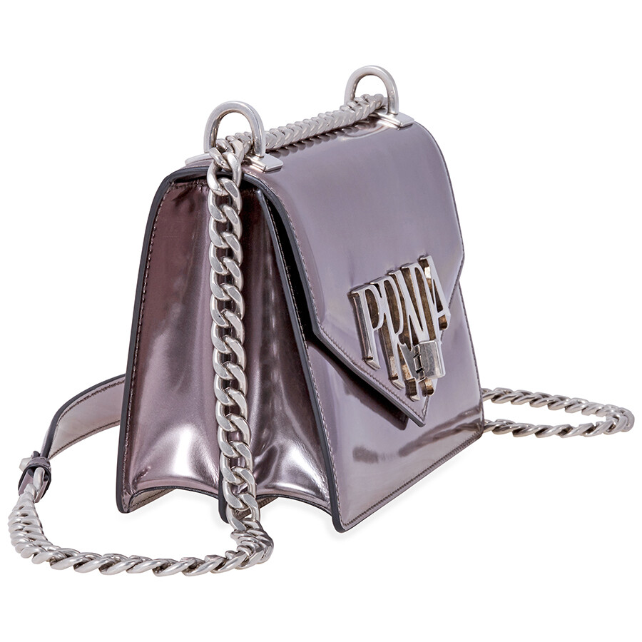 Prada Leather Crossbody Bag Glossy Grey 1BD128_F0D65_2B07_V_CLO 8050533238700 Handbags