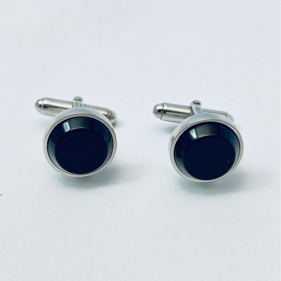 Prada Men's 925Sterling Sterling Silver Silver Onyx Cufflink 2LG969