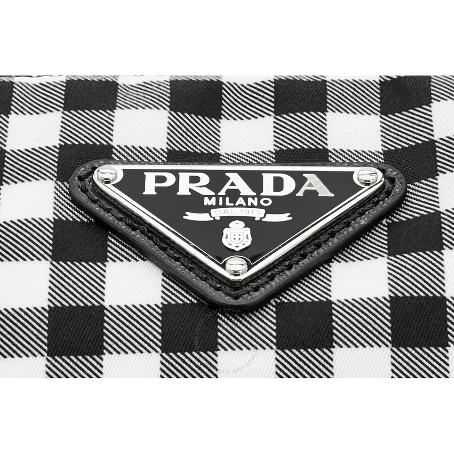 Prada nero vichy printed nylon tote clearance