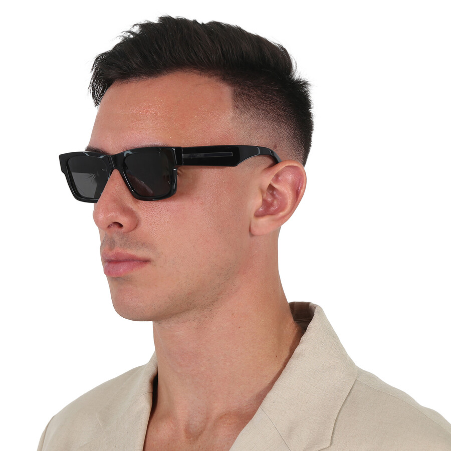 Prada Polarized Black Rectangular Men's Sunglasses PR 25ZS 1AB08G 53
