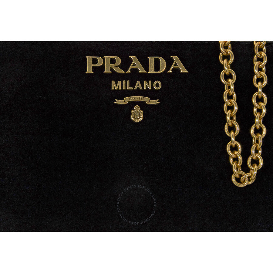 Prada Small Velvet Pouch Black 1NH011068 8050611727096 Handbags