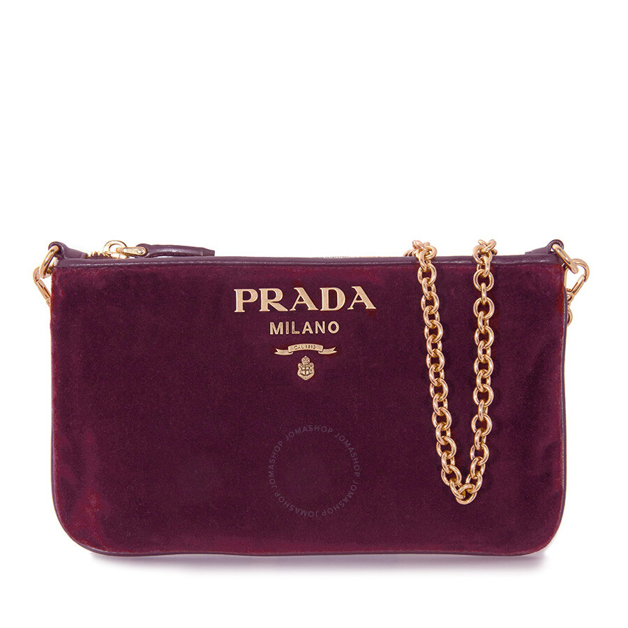 Prada Small Velvet Pouch Red Currant 1NH011068F0382 8050611727102