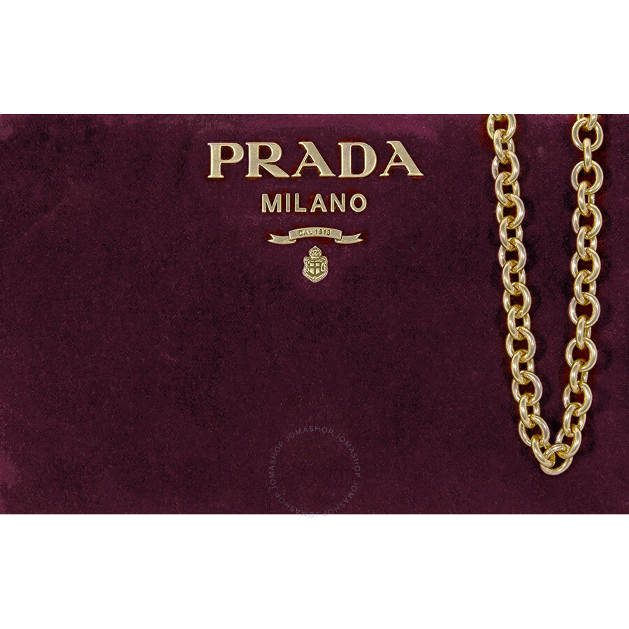 Prada Small Velvet Pouch Red Currant 1NH011068F0382 8050611727102