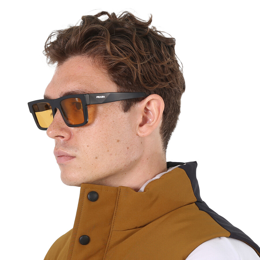 Prada Yellow Rectangular Men's Sunglasses PR 19WS 1BO0B7 52