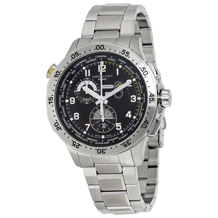 Hamilton Pre-owned Hamilton Worldtimer Chronograph Black Dial Men's ...