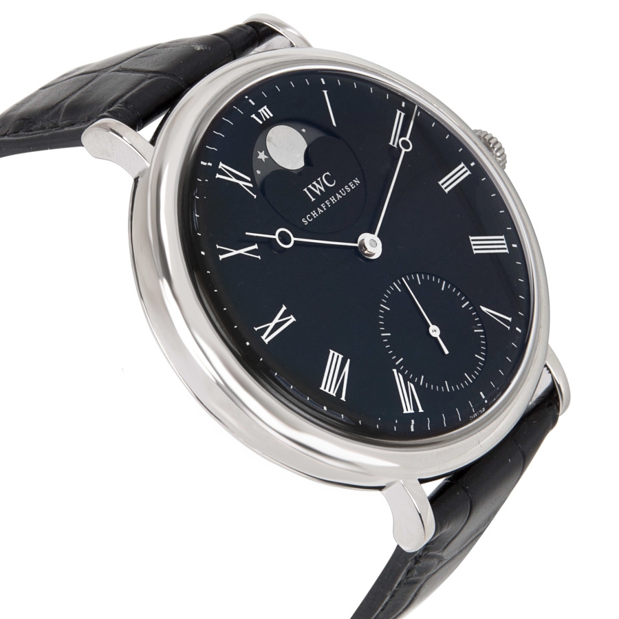 IWC Pre-owned IWC Vintage Portofino Moonphase Black Dial Men's Watch IW544801  IW544801 - Pre-Owned Watches, IWC - Jomashop