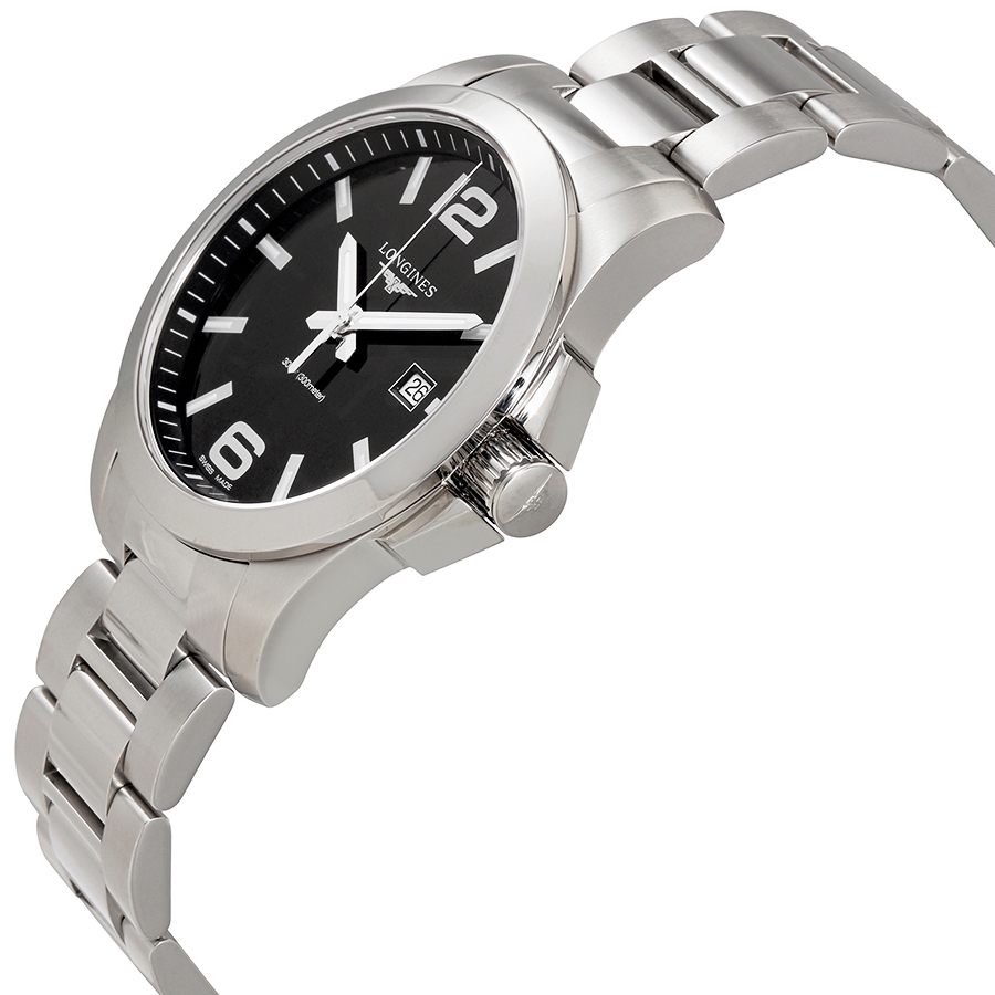 Longines Pre-owned Longines Conquest Quartz Black Dial Men's Watch L37604566  L37604566 - Pre-Owned Watches, Longines - Jomashop