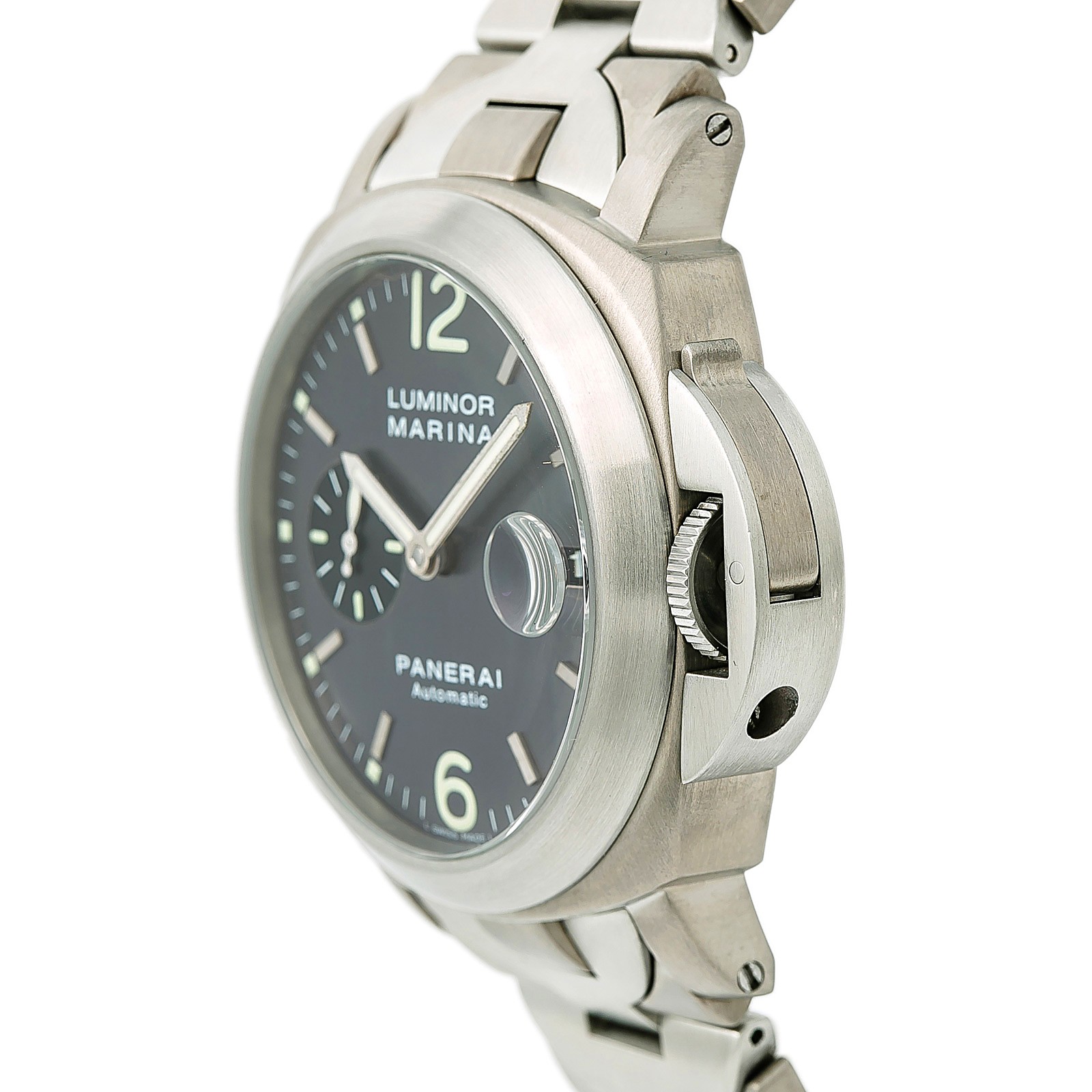 Panerai Pre-owned Panerai Luminor Marina Automatic Chronometer Black Dial  Men's Watch PAM00091 PAM00091 - Pre-Owned Watches, Panerai - Jomashop