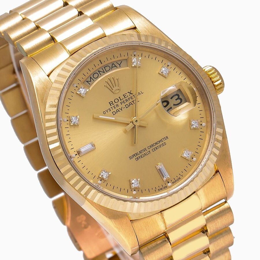 Rolex Preowned Rolex DayDate Automatic Chronometer Diamond Champagne