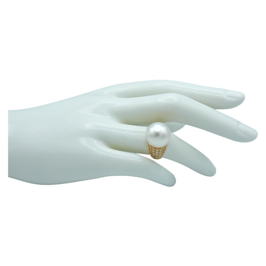 Estate Jewelry PreOwned 18K Yellow Gold 13.5mm South Sea Pearl Diamond Ring 60820