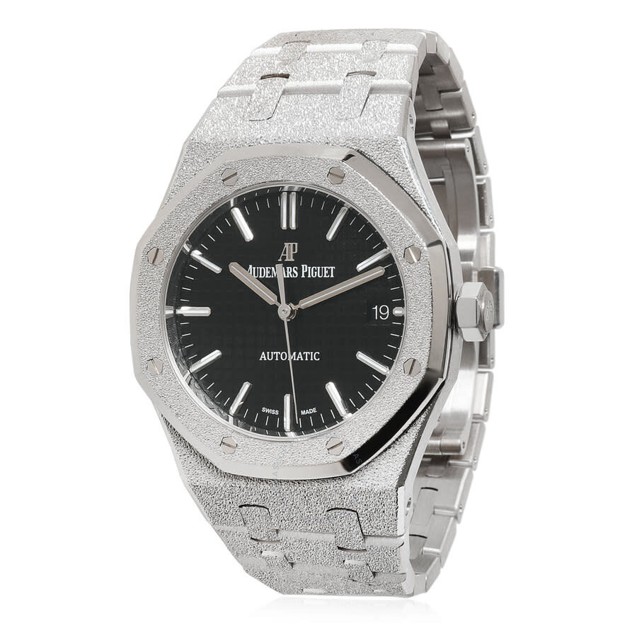 Royal Oak Frosted Gold Black with Grande Tapisserie Pattern Dial Ladies Watch
