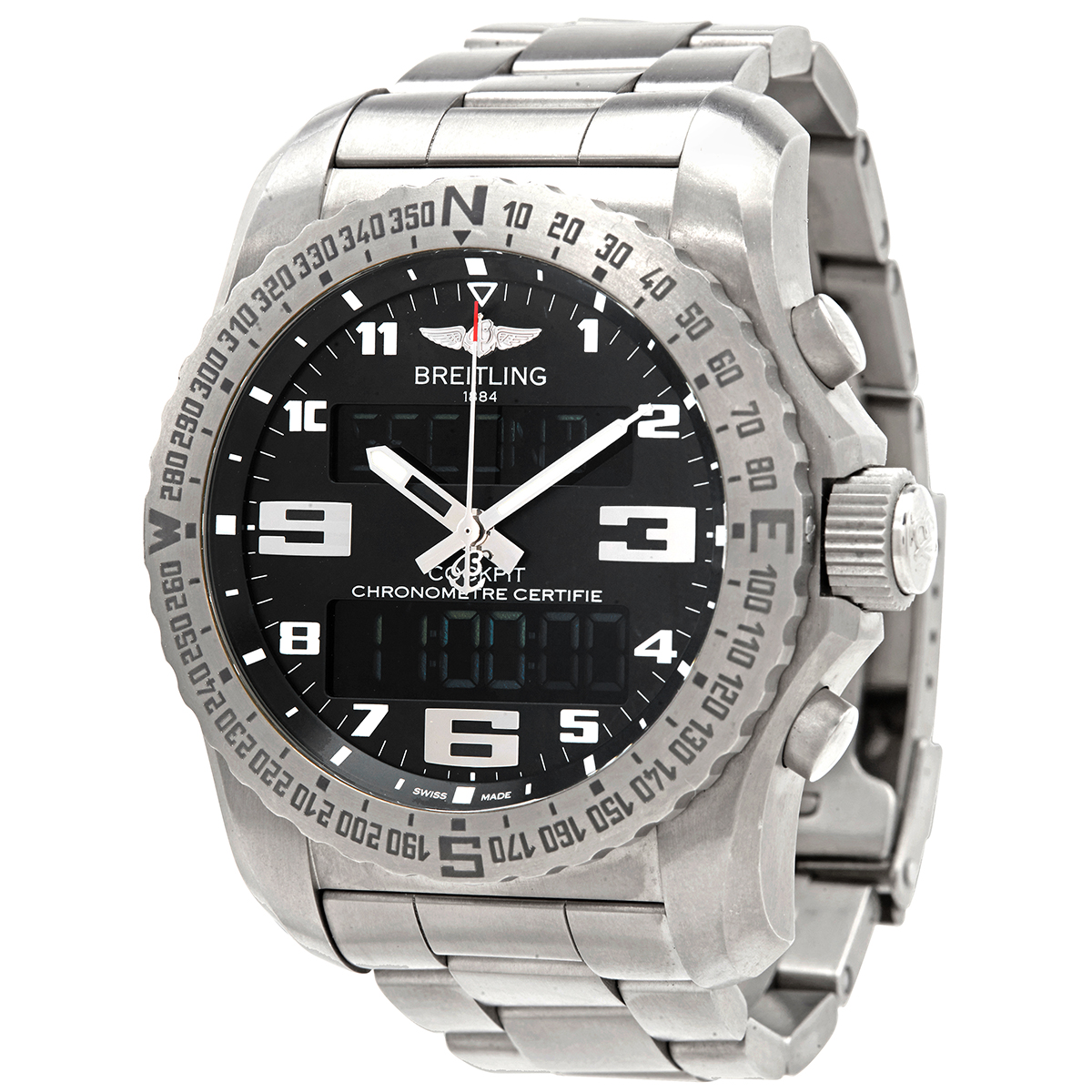 Breitling Pre-owned Breitling Cockpit B50 Perpetual Alarm Chronograph  Quartz Analog-Digital Chronometer Black Dial Men's Watch EB5010221B1E1 -  Pre-Owned Watches - Jomashop