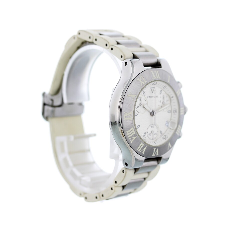 cartier must 21 chronoscaph women's white watch