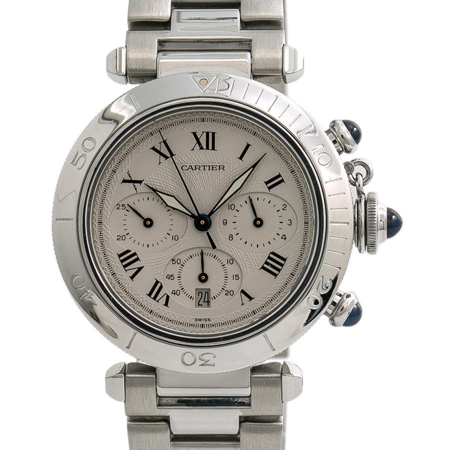 Cartier Pre-owned Cartier Pasha Chronograph Quartz Silver Dial Men's Watch 1050  1050 - Pre-Owned Watches, Cartier - Jomashop