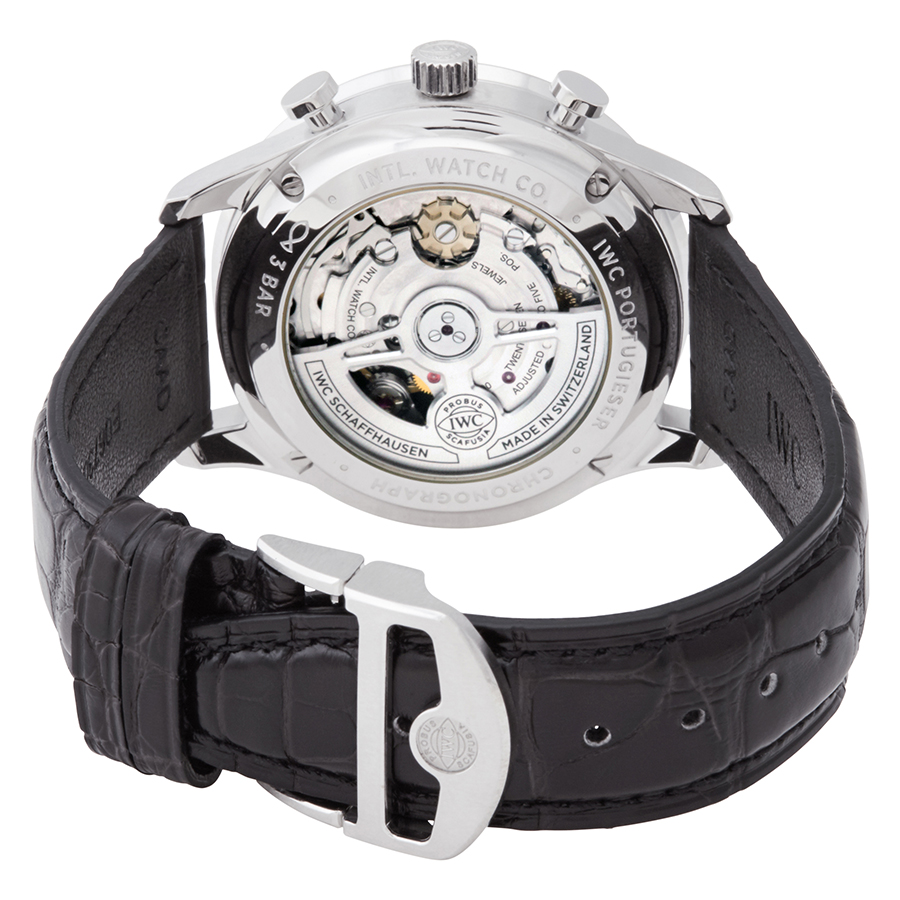 IWC Pre-owned IWC Portugieser Chronograph Silver-tone Dial Watch IW371604  7613375249344 - Pre-Owned Watches - Jomashop