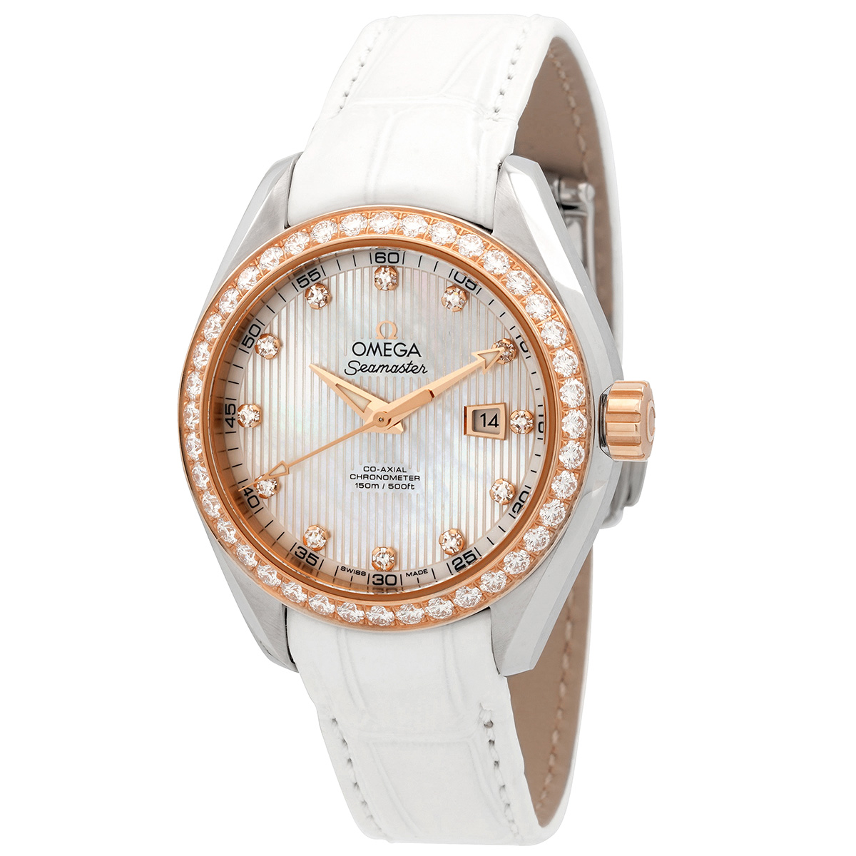 Omega Seamaster 34mm Diamond Mother Of Pearl Dial