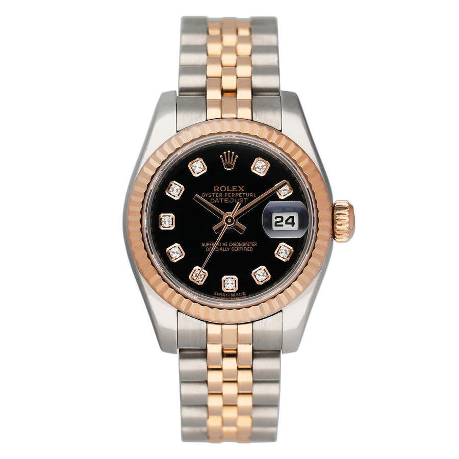 Rolex Preowned Rolex Datejust Automatic Chronometer Diamond Black Dial