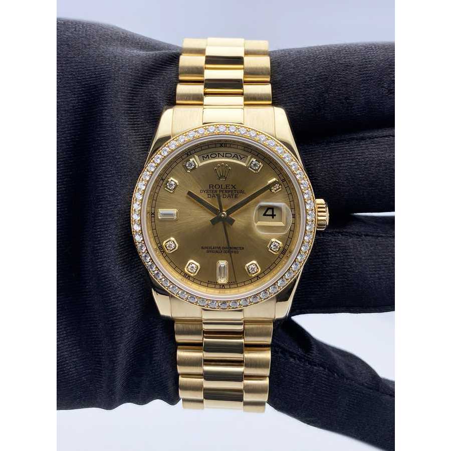 Rolex Pre-owned Rolex Day Date Automatic Chronometer Diamond Champagne ...