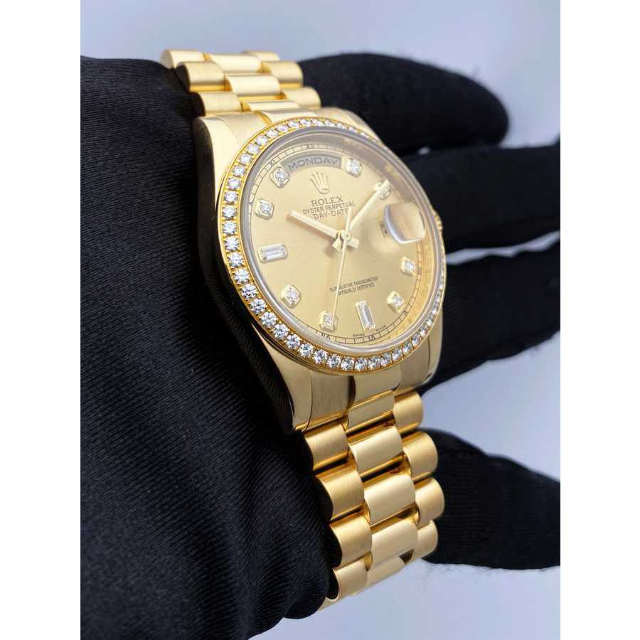 Rolex Pre-owned Rolex Day Date Automatic Chronometer Diamond Champagne ...