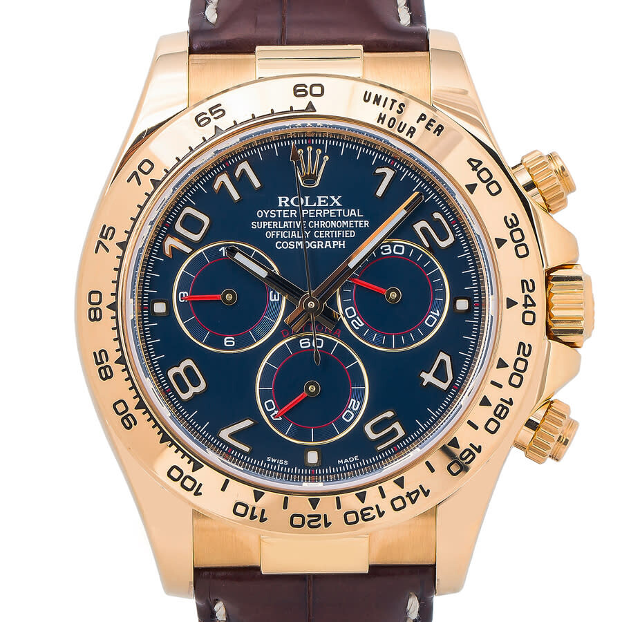 Rolex Pre-owned Rolex Daytona Blue Dial Automatic Brown Leather Strap ...