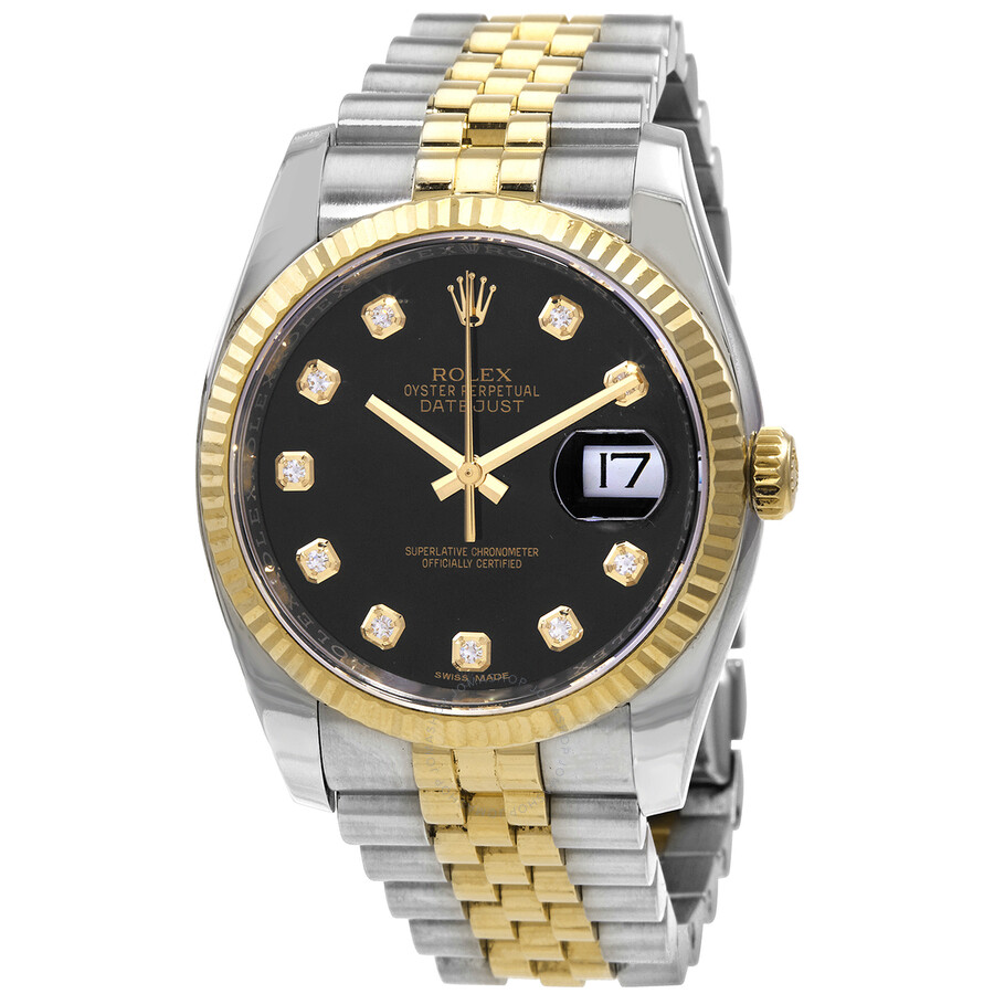 Oyster Perpetual Automatic Chronometer Diamond Black Dial Men's Watch