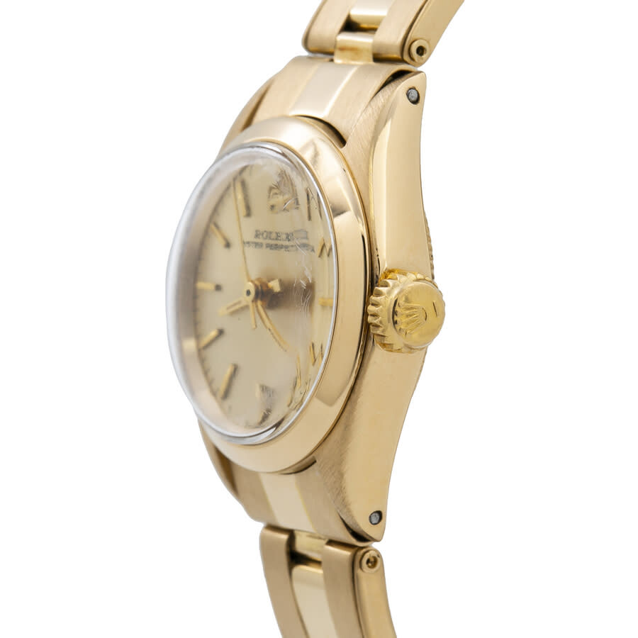 Rolex Preowned Rolex Oyster Perpetual Quartz Gold Dial Ladies Watch