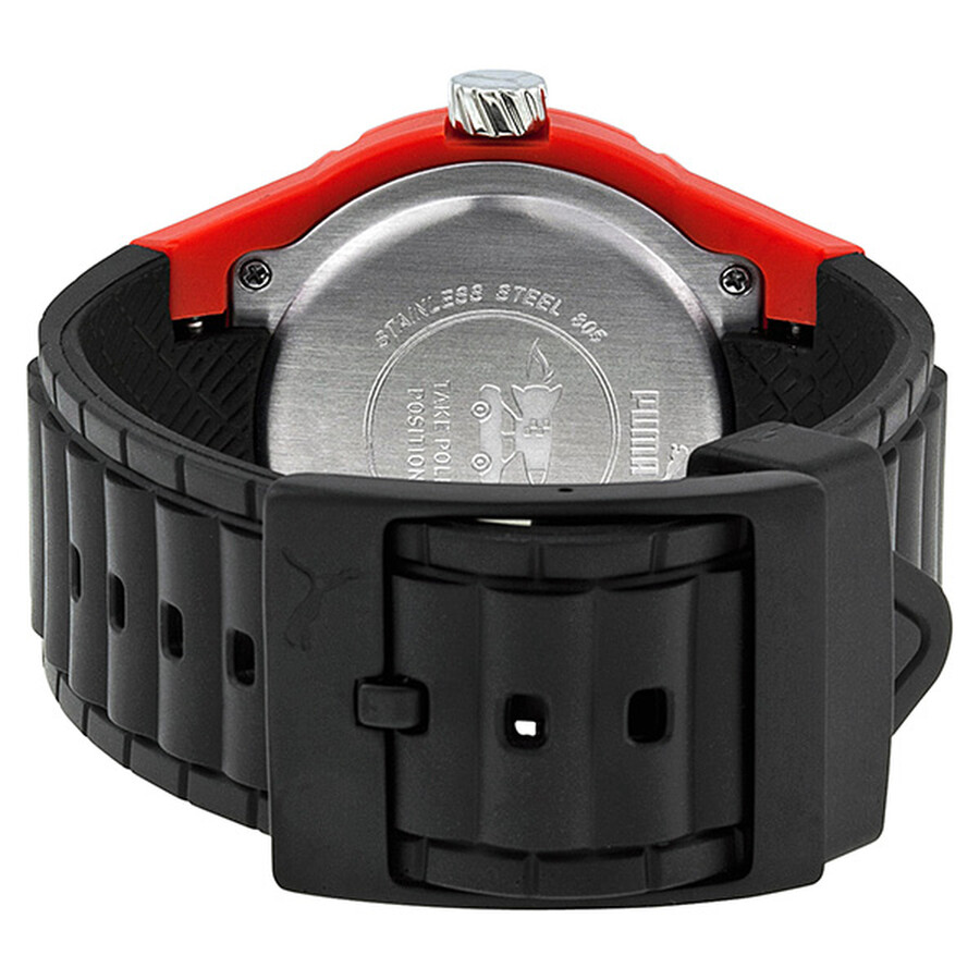 Puma Traction Black Dial Red Plastic Bezel Watch PU910811002
