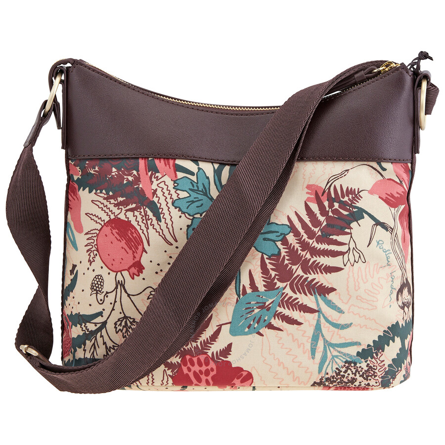 Radley Oxblood Floral Medium Zip Top Shoulder Bag 17296 OXBLOOD
