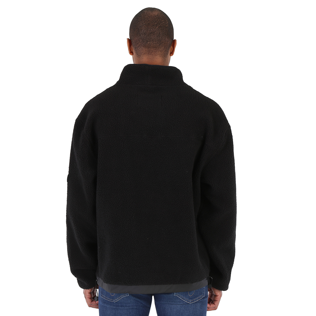 Rains Men's Black High Neck Fleece Sweater, Size Medium/Large Fleece