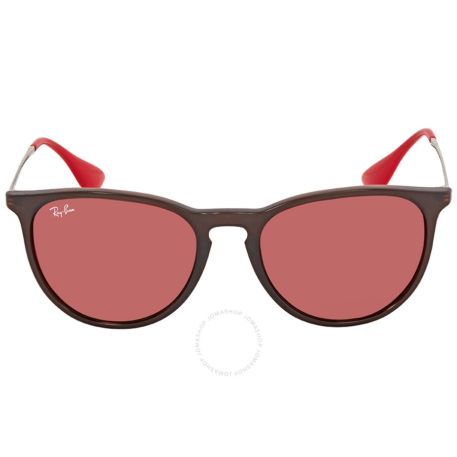 RayBan Erika Color Mix Dark Violet Mirror Red Round Unisex Sunglasses