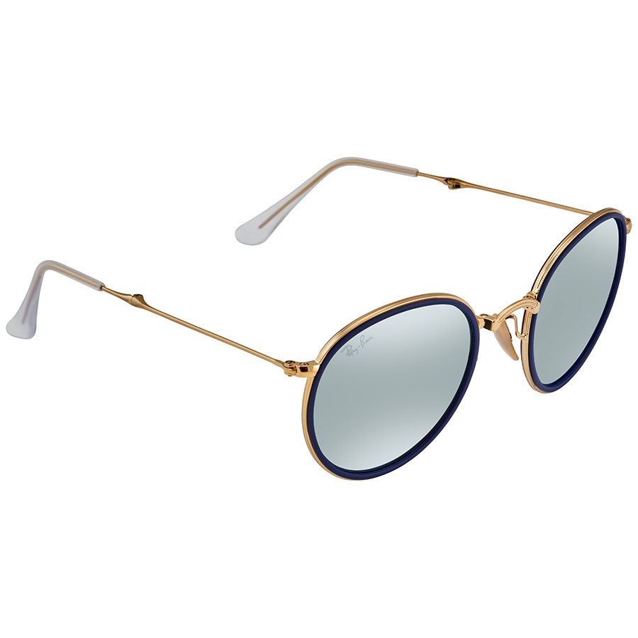 Ray-Ban Round Folding Silver Flash Round Unisex Sunglasses RB3517 001/30 51  8053672233766 - Sunglasses, Round - Jomashop