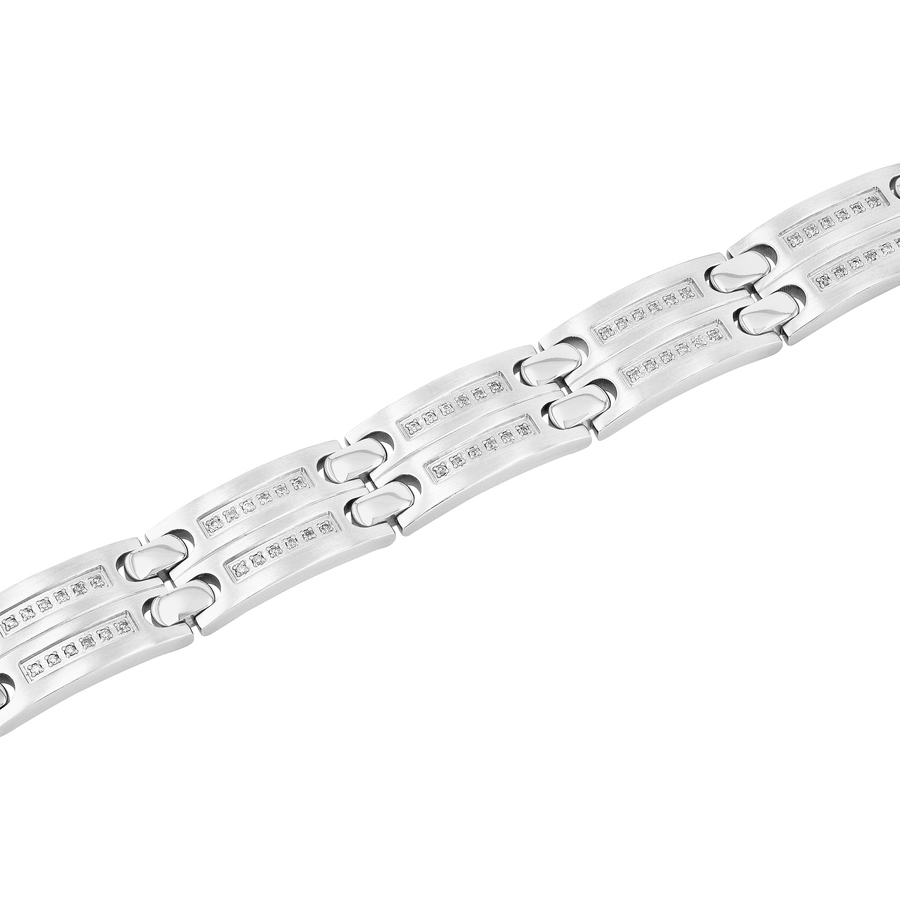 555Jewelry Stainless Steel Dual Row Twisted Cable Bracelet – Men's Cuff Style – 316L