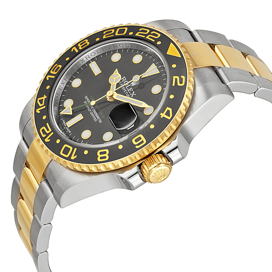 Rolex GMT-Master II Black Dial Stainless Steel and 18kt Yellow Gold Oyster  Bracelet Automatic Men's Watch 116713BKSO 116713BKSO - Rolex, GMT-Master -  Jomashop